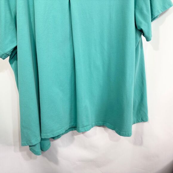 Jessica London 30W 32W Top‎ 3X Green Short Sleeve Tee Swing Trapeze A Line 790 - Picture 8 of 10